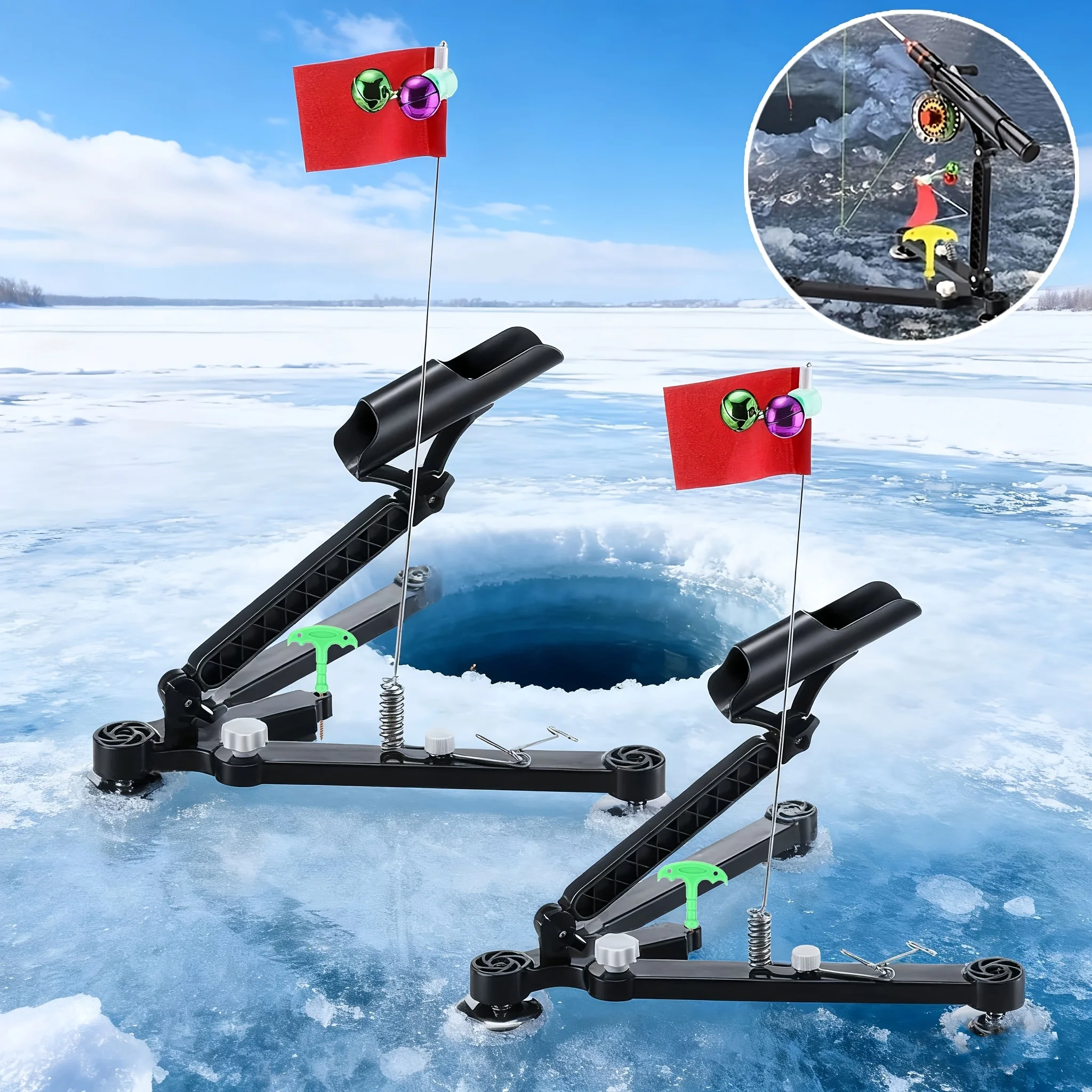 Ice Fishing Tip Up - 1 set ijsvishengelhouders – vishengelbel (willekeurige